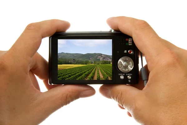 Mani con fotocamera scattare foto — Foto Stock