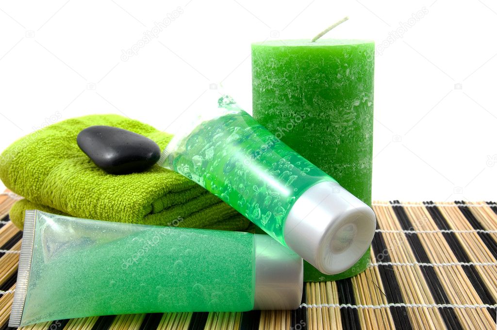 Zöld szÃnű fürdÅszoba kellék a spa — stock fotó © sannie32 #3070530