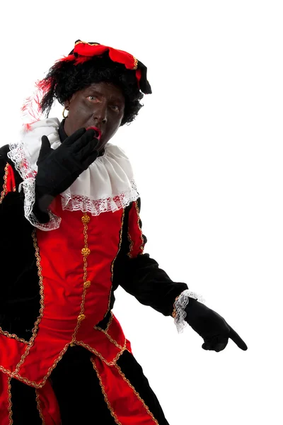 Surprised Zwarte Piet ( black pete) — Stock Photo, Image