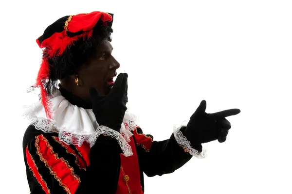 Surprised Zwarte Piet ( black pete) — Stock Photo, Image