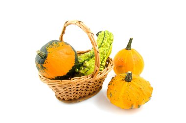 Cane basked with gourds clipart