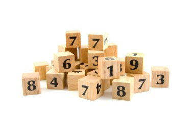 A lot of wooden blocks with numbers clipart