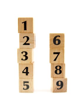 Stacked wooden blocks with numbers clipart