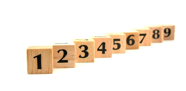 Row wooden blocks with numbers — Stock Photo, Image