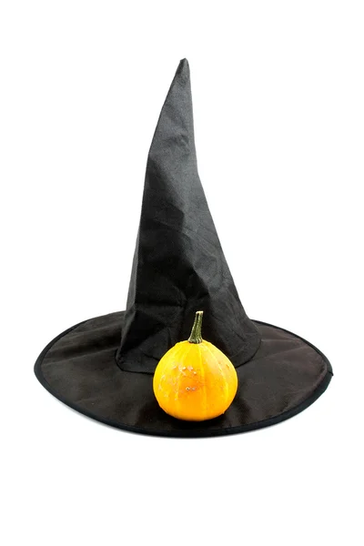 Sombrero de bruja de tela negra — Foto de Stock