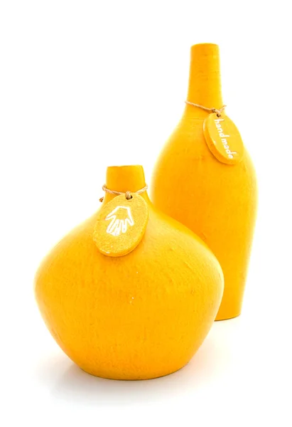 Zwei handgefertigte gelbe Vase — Stockfoto