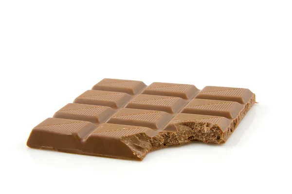 Chocolate barra de chocolate com mordida — Fotografia de Stock