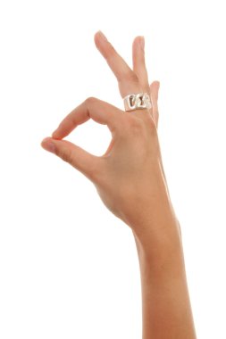 Woman's hand making OK sign clipart
