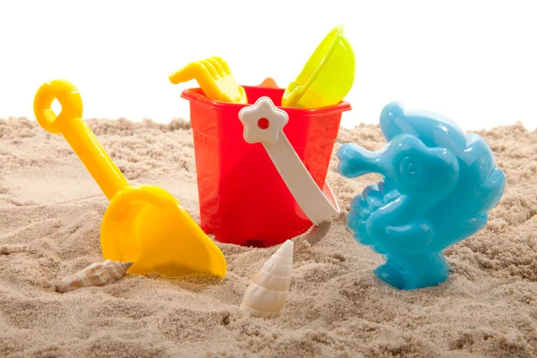 手提玩具的海滩 — 图库照片