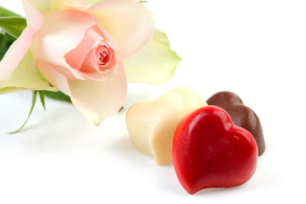 Choclates in shape of hearts — Stock Photo, Image