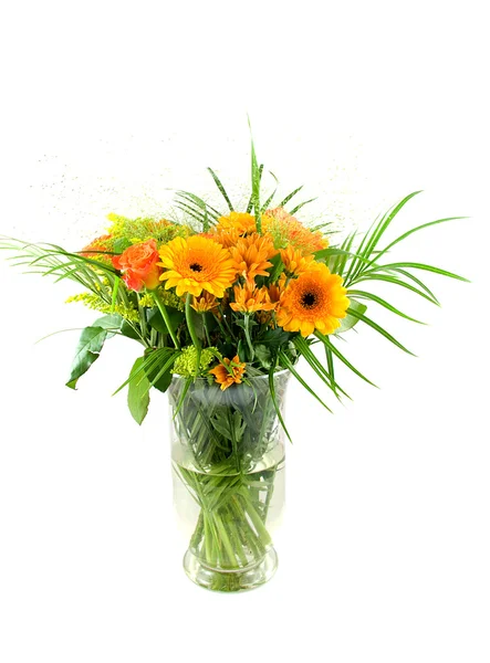 Bouquet of flowers in glass vase — Stock Photo, Image