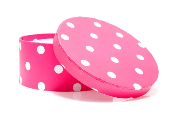 Scatola rosa con puntini bianchi — Foto Stock