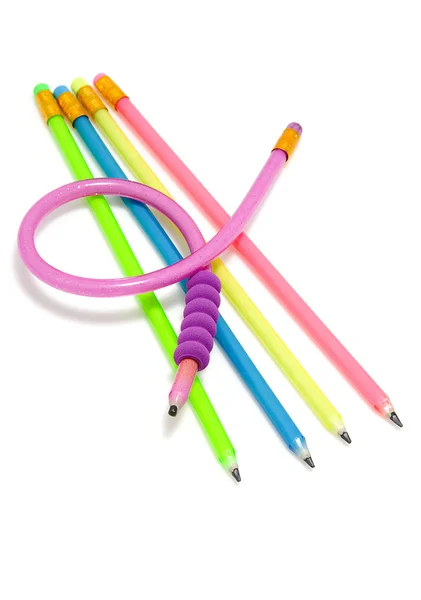 Kolorowe ołówki elastyczne śmieszne — Zdjęcie stockowe