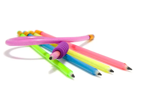 Lápis flexíveis engraçados coloridos — Fotografia de Stock
