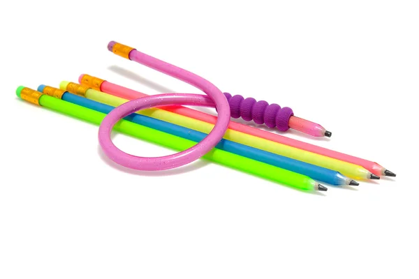 Lápis flexíveis engraçados coloridos — Fotografia de Stock