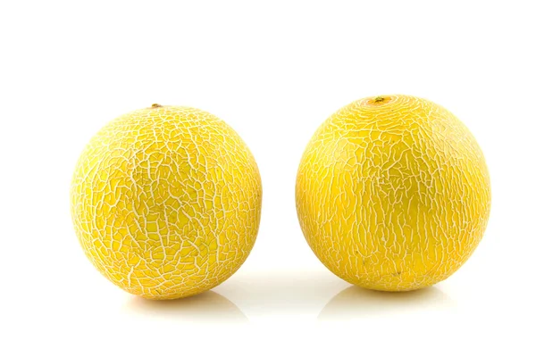 Due meloni gialli freschi — Foto Stock