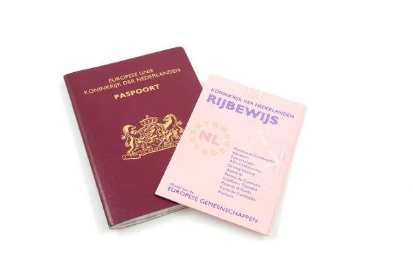 Carta de condução e passaporte neerlandeses — Fotografia de Stock