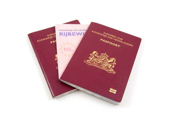 Carta de condução e passaporte neerlandeses — Fotografia de Stock