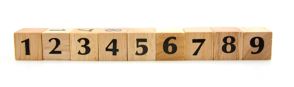 Satır numaraları 1-9 ile tahta bloklar — Stok fotoğraf