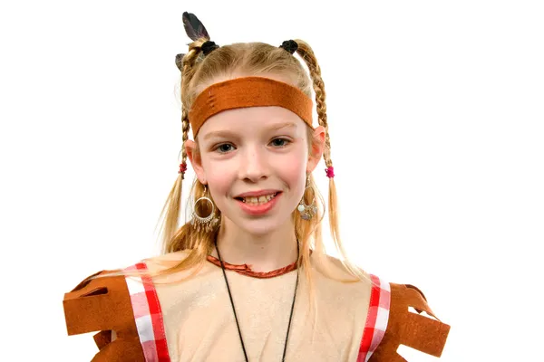 Girl dressed up as indian — Stock Photo, Image