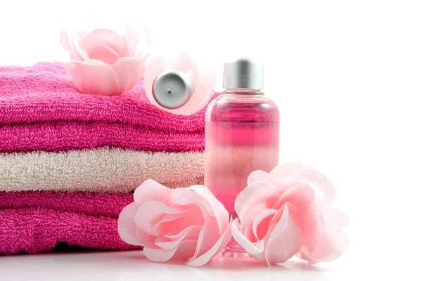 Acessório de banho de cor rosa — Fotografia de Stock
