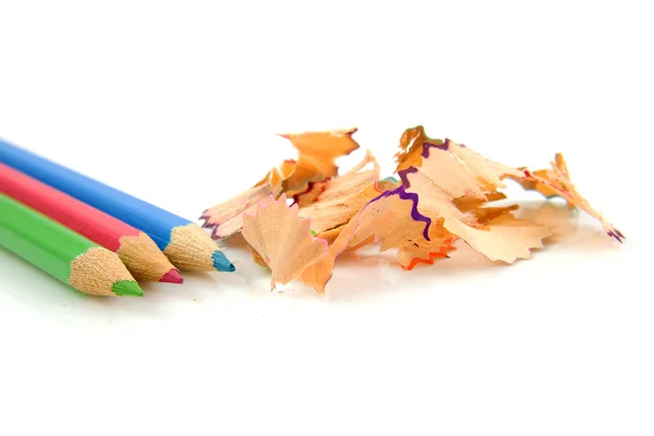 Talaş ile renkli kalemler — Stok fotoğraf