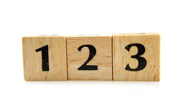 Дерев'яні блоки з номерами 1 2 3 — стокове фото