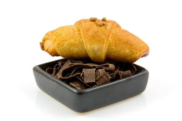 Nederlandse chocoladevlokken en croissant — Stockfoto