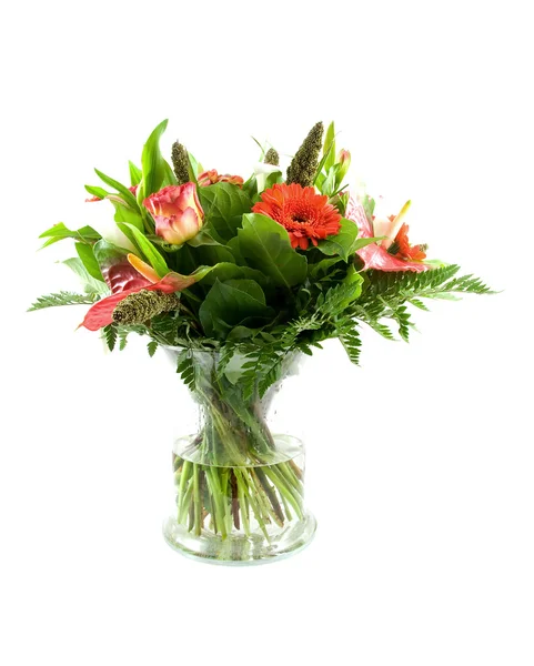Bukett blommor i glas vas — Stockfoto