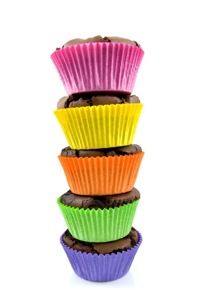 Impilare a casa brownies al forno cupcakes — Foto Stock