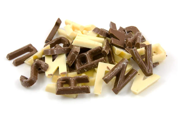 White and brown chocolate candy letters — Stock Photo, Image