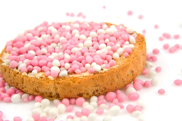 Rusk with pink mice — Stock Photo, Image