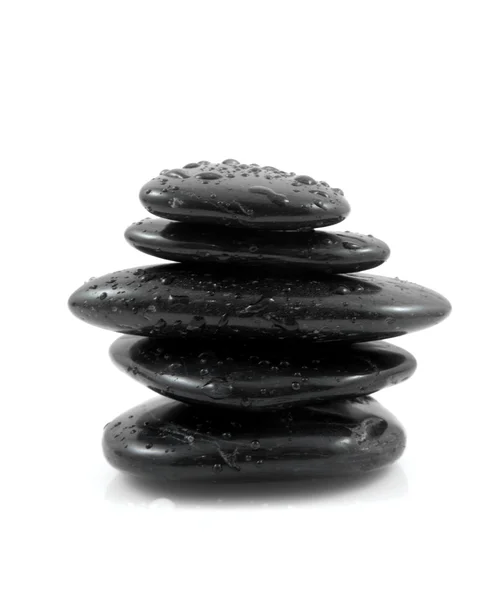 Stacked black spa stones — Stock Photo, Image