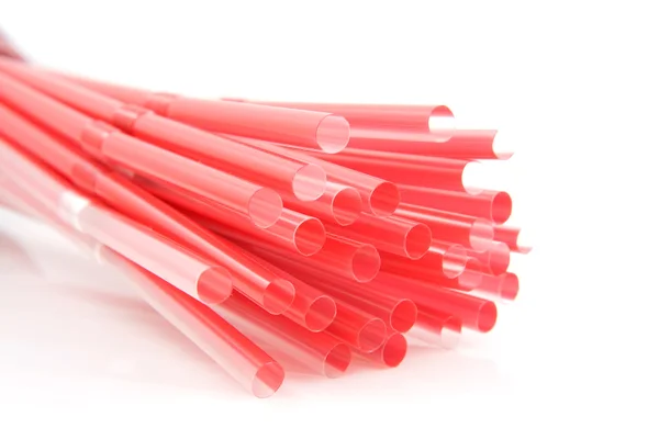 Red Colored straws in closeup — Stock Photo, Image