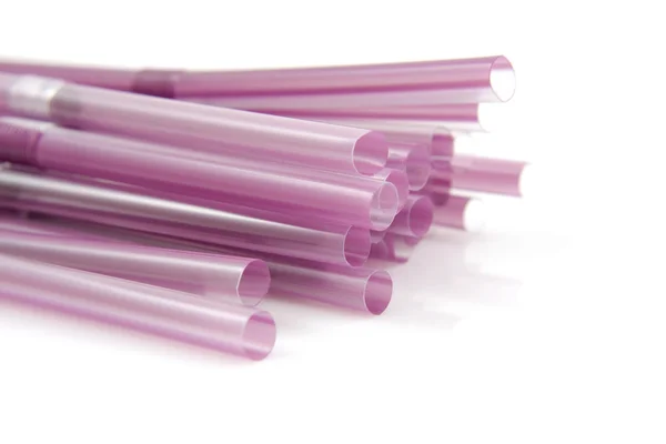 Purple Colored straws in closeup — Stock Photo, Image