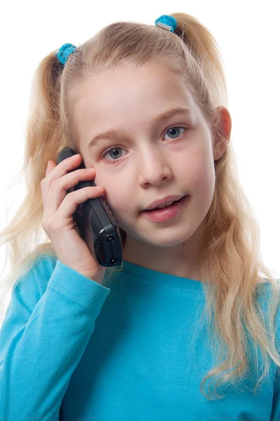 Młoda dziewczyna przy telefonie. — Zdjęcie stockowe