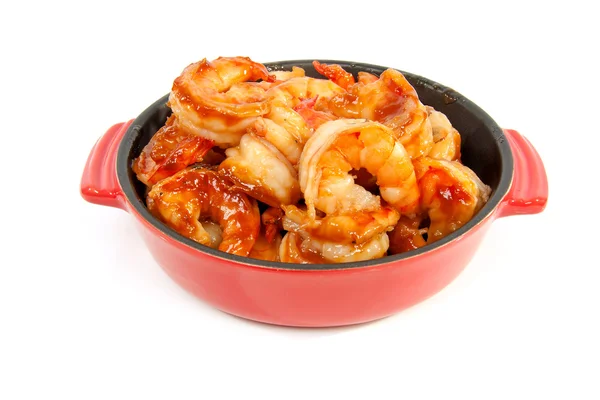 Little casserole with shrimp — Stock Photo, Image