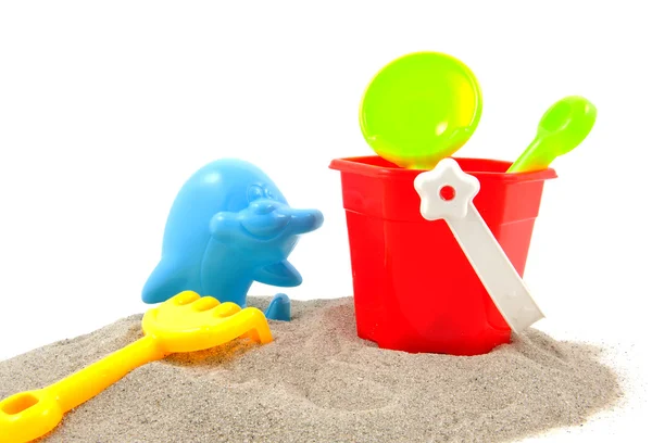 多彩玩玩具的海滩 — 图库照片