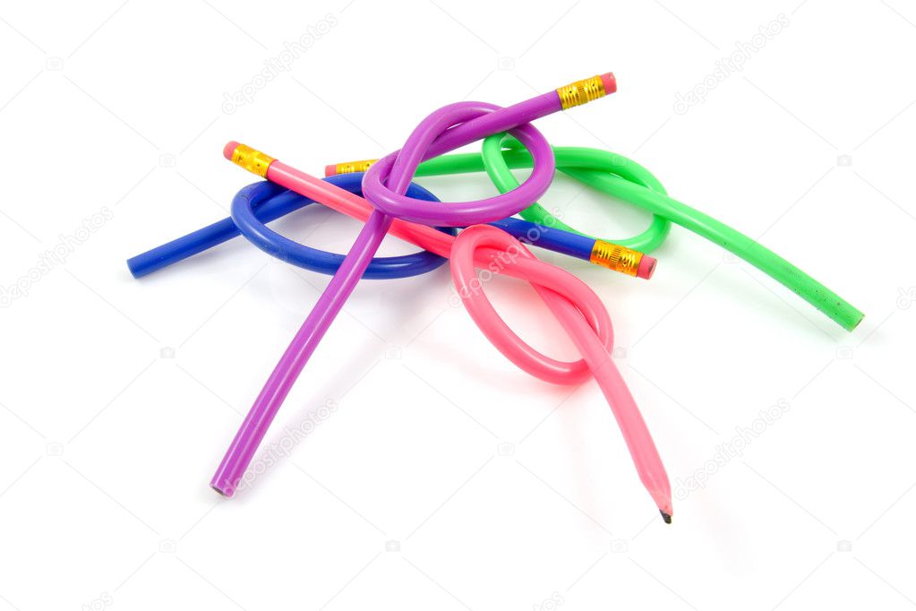 Knotted colorful pencils