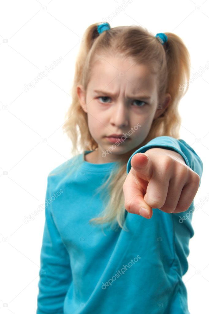 Girl is pointing at you