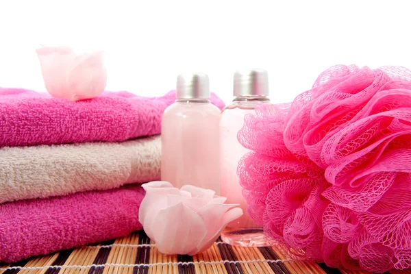 粉色温泉浴室配件 — 图库照片