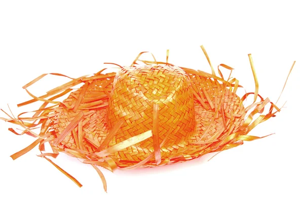 오렌지 밀 짚 모자 — 스톡 사진