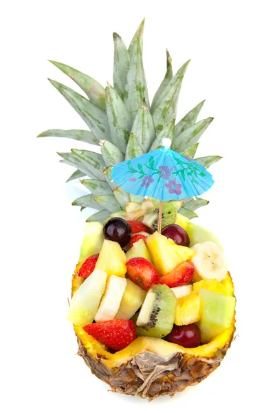 Pineapple filled with fresh summer fruits — Stock Photo, Image