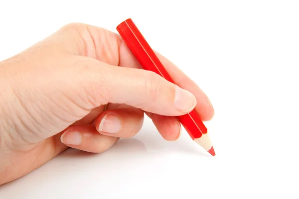 赤鉛筆で手します。 — ストック写真