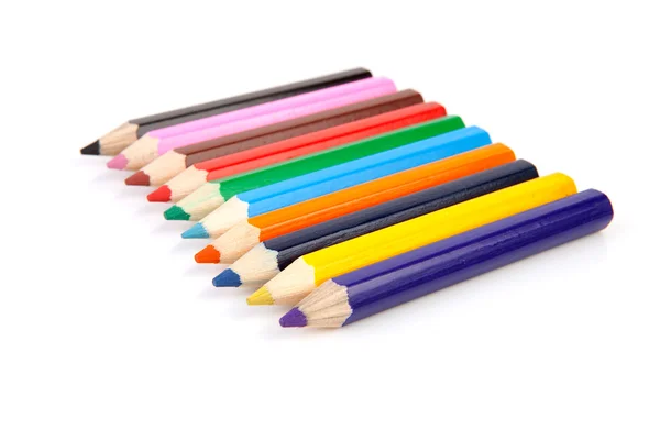 Colorful pencils in a row — Stock Photo, Image