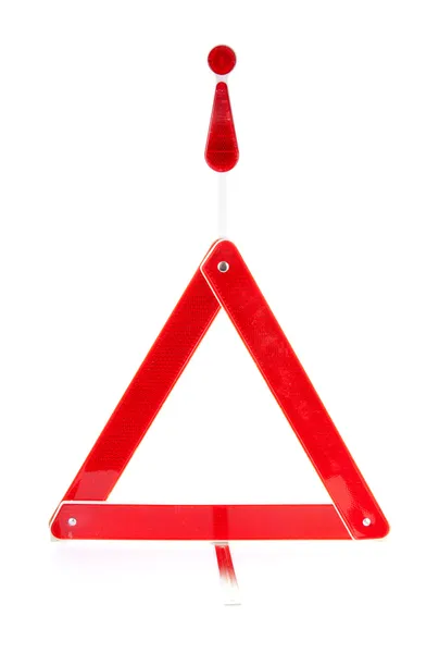 Reflective road hazard warning triangle — Stock Photo, Image