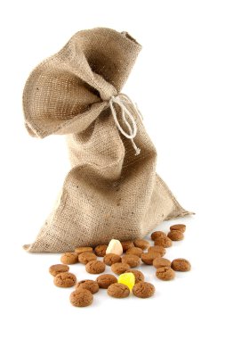 Jute bag with ginger nuts clipart