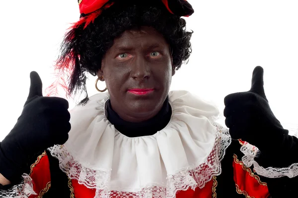 Happy Zwarte piet (black pete) personagem típico holandês — Fotografia de Stock