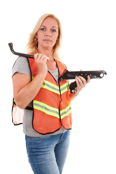 Mulher de colete de segurança — Fotografia de Stock