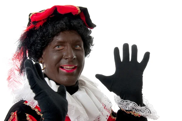 Happy Zwarte piet ( black pete) typical Dutch character — Stock Photo, Image